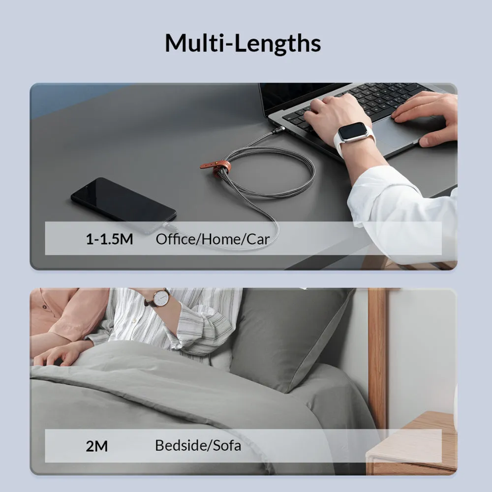 ORICO GQA12 (1m / 1.5m / 2m) USB-A to Lightning Fast Charging Data Cable 5V/2.4A 12W, 480Mbps Transmission Rate, Nylon-Braided Aluminum Alloy for iPhone, iPad, Air Pods