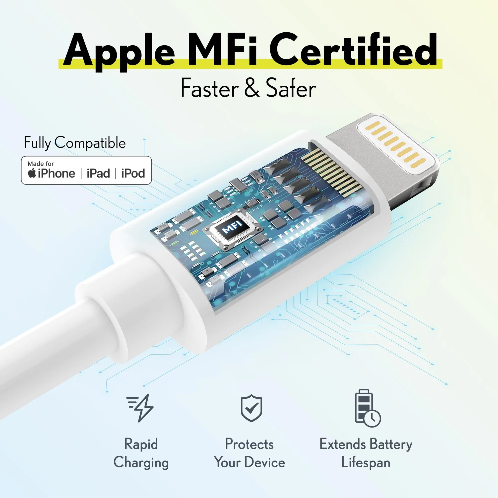Overtime iPhone MFI Certified 6ft Smart USB-C to Lightning Cable
