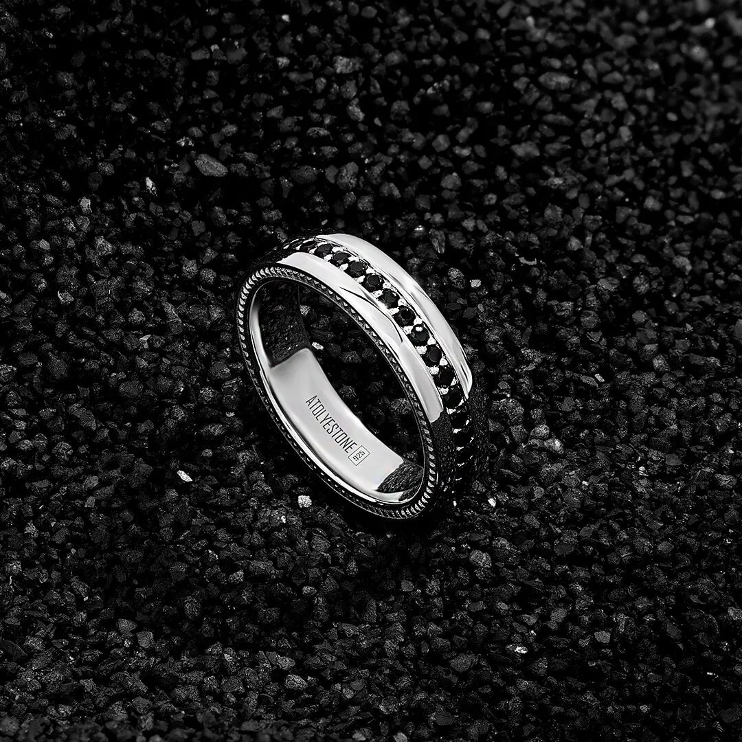 Pave Band Ring - Solid Silver