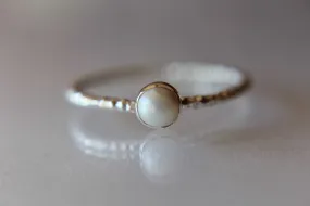 Pearl Ring, White Pearl Ring, Sterling Silver Pearl Ring, Freshwater Pearl Ring, Textured Pearl Ring, June Birthstone, Pearl Jewelry, Gift