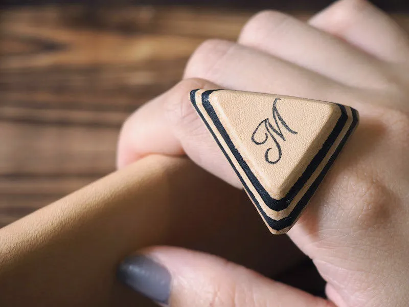 Personalized Initial Leather Ring #Black