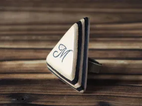Personalized Initial Leather Ring #Black