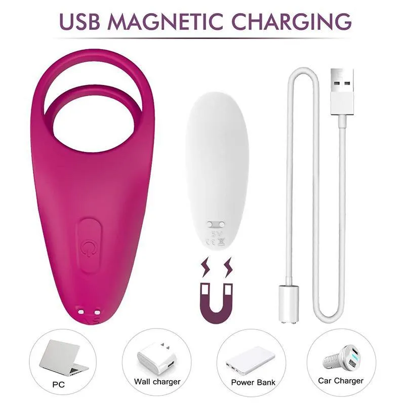 PHANXY Vibrating Penis Ring with Double Ring Adjustable Cock Ring