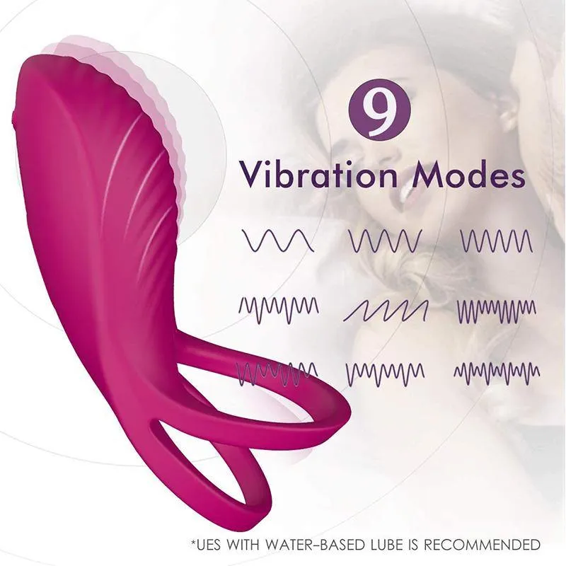 PHANXY Vibrating Penis Ring with Double Ring Adjustable Cock Ring