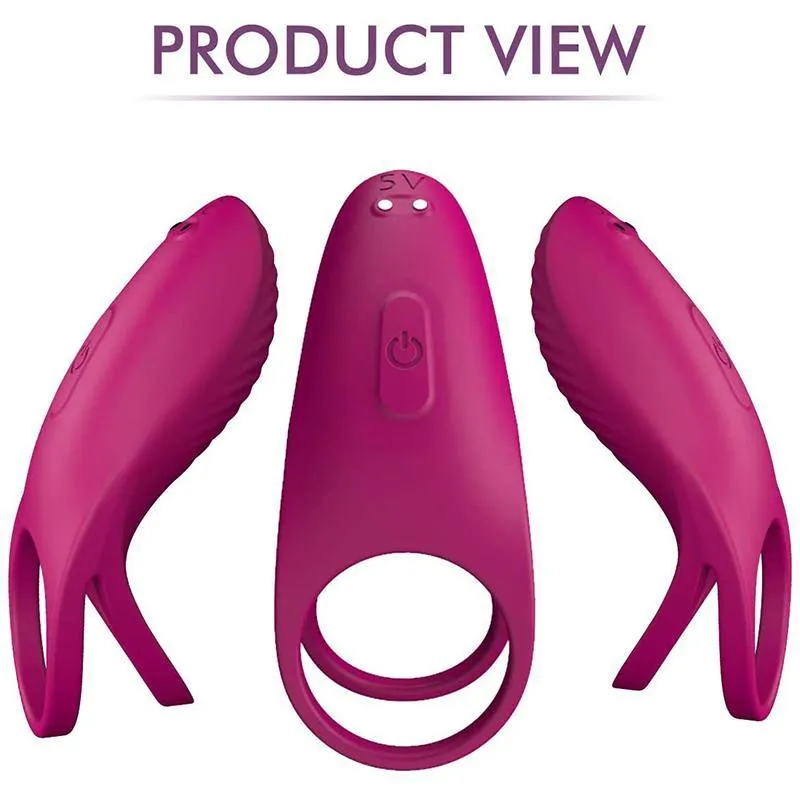 PHANXY Vibrating Penis Ring with Double Ring Adjustable Cock Ring