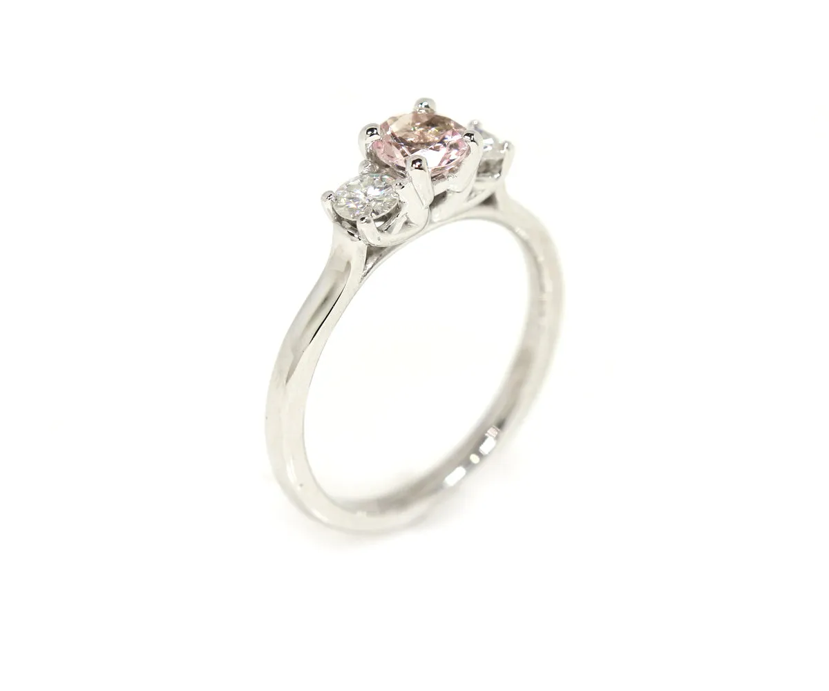Pink Morganite Three Stone Ring