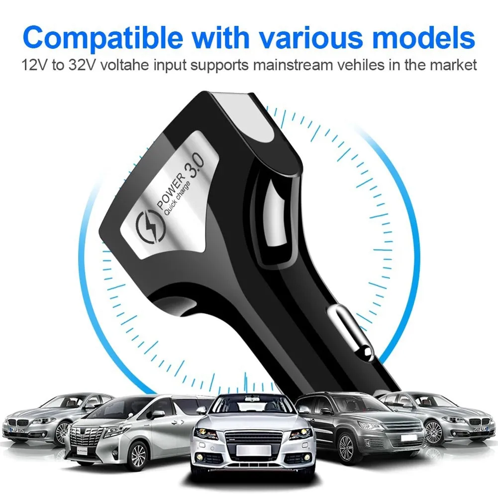 Portable Car Charger 3.0 Dual Usb High-speed Charging Adapter