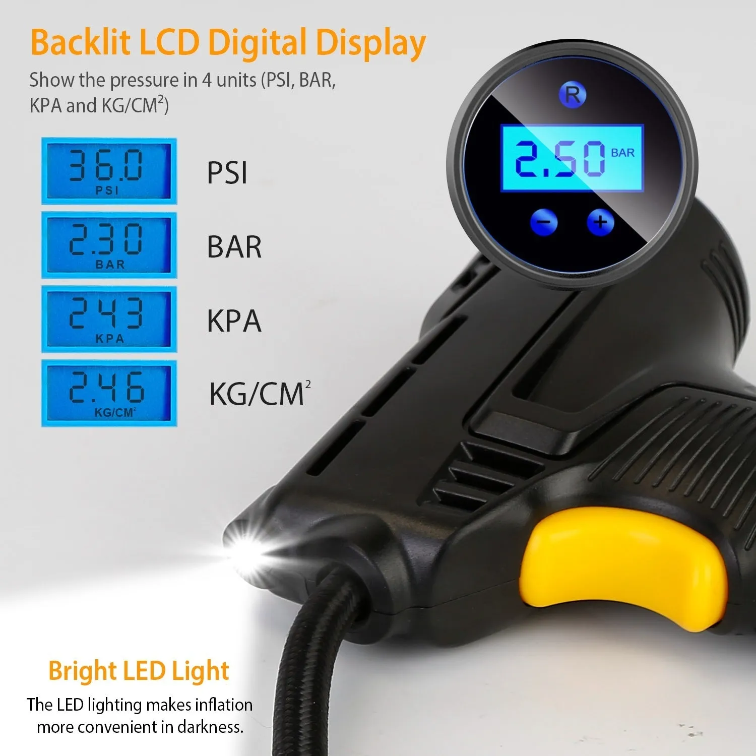 Portable Car Tire Inflator DC 12V Digital Car Air Pump Compressor