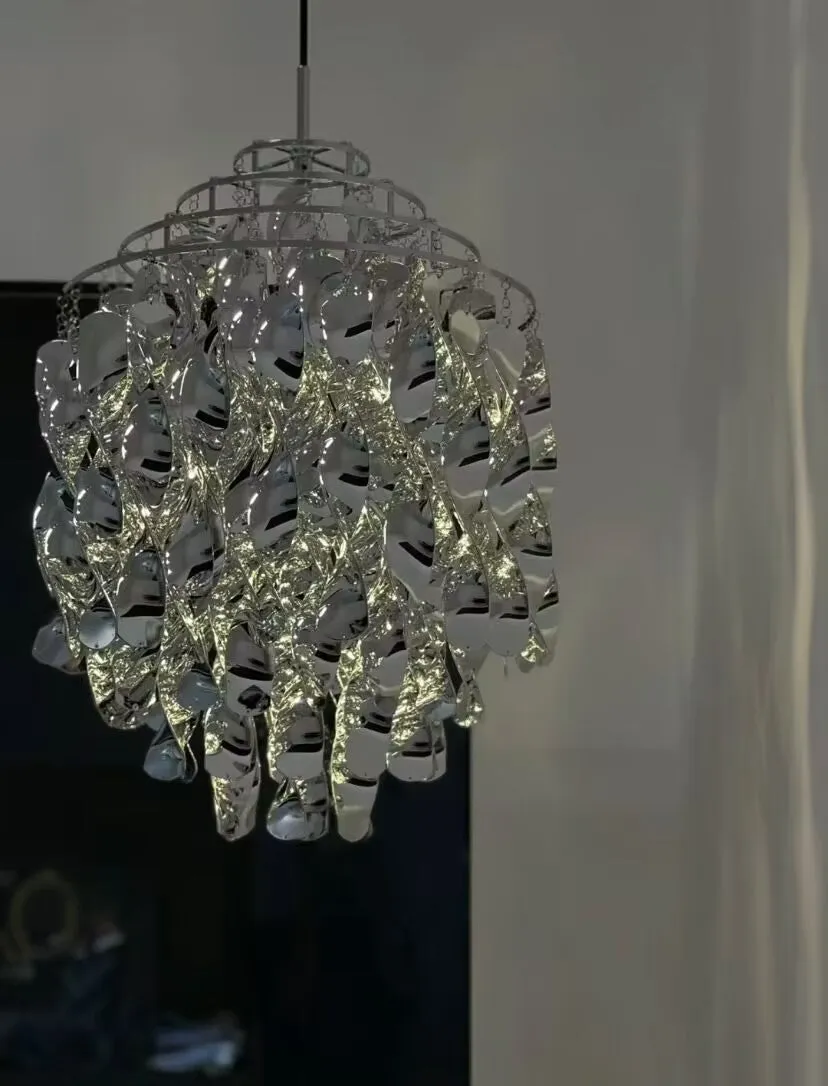 Post-modern Waterfall Spiral Pendant Lamp in Chrome/Gold Finish for Living/Dining Room/Bedroom