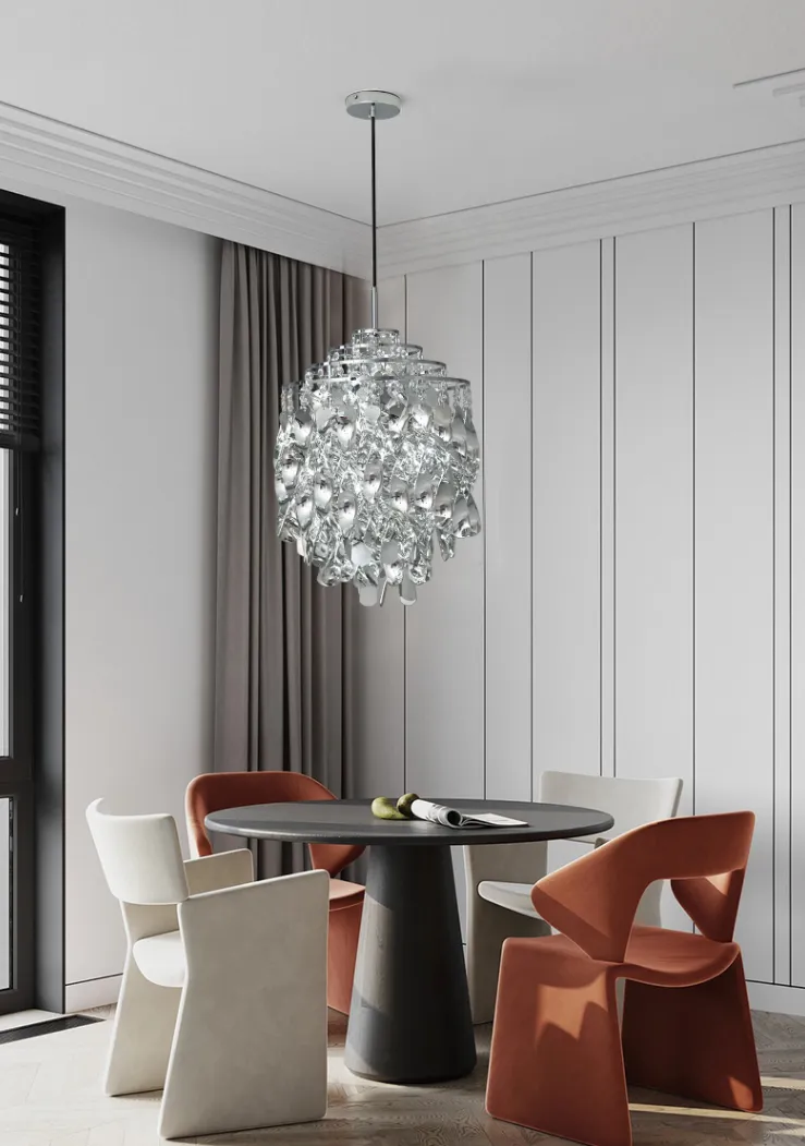 Post-modern Waterfall Spiral Pendant Lamp in Chrome/Gold Finish for Living/Dining Room/Bedroom