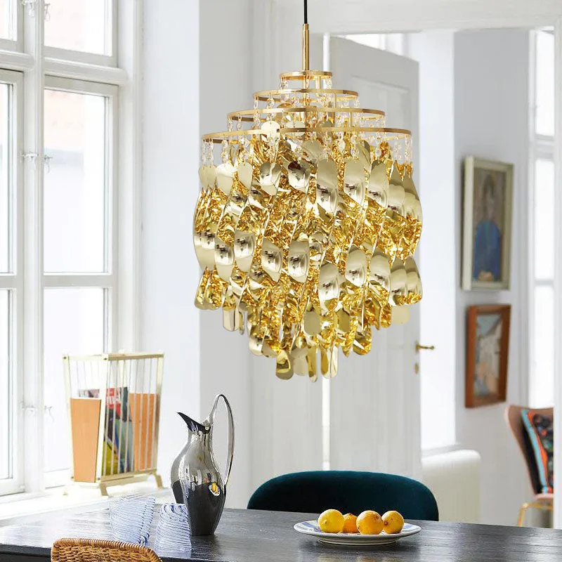Post-modern Waterfall Spiral Pendant Lamp in Chrome/Gold Finish for Living/Dining Room/Bedroom