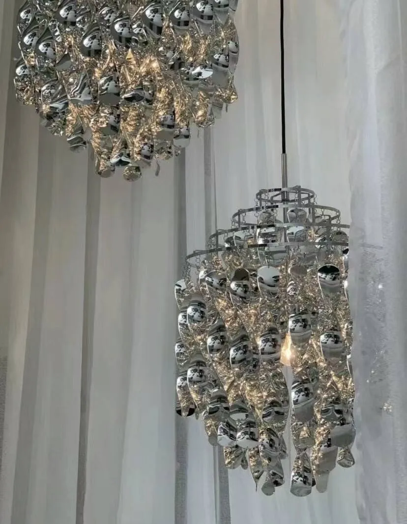 Post-modern Waterfall Spiral Pendant Lamp in Chrome/Gold Finish for Living/Dining Room/Bedroom