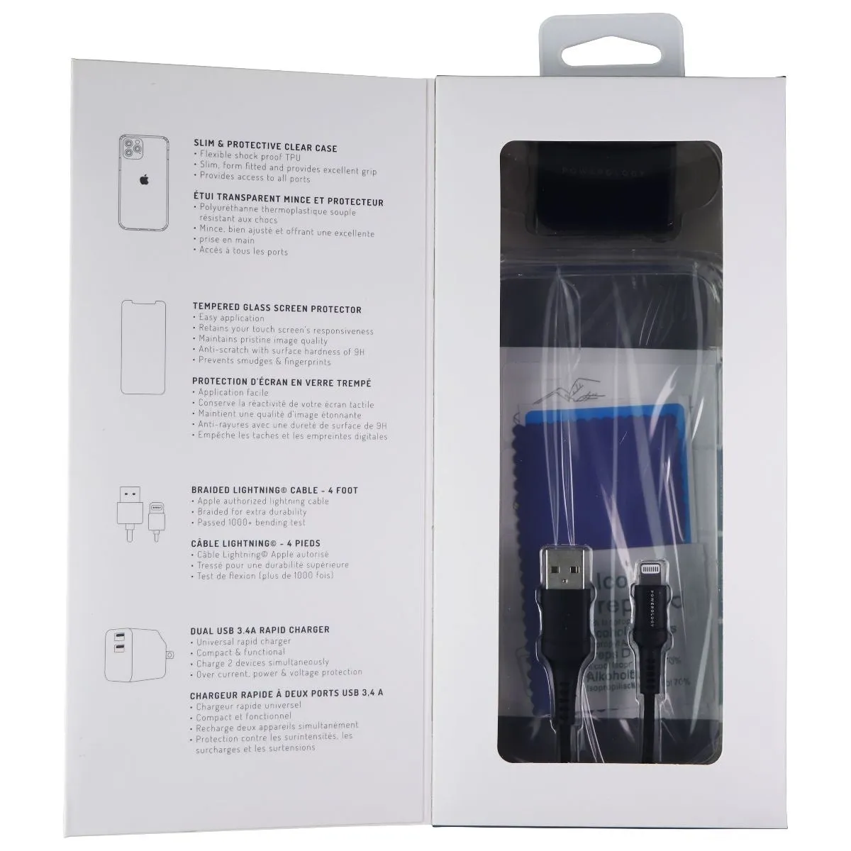 Powerology Essentials Kit w/ Case and Power for Apple iPhone 11 Pro Max - Clear