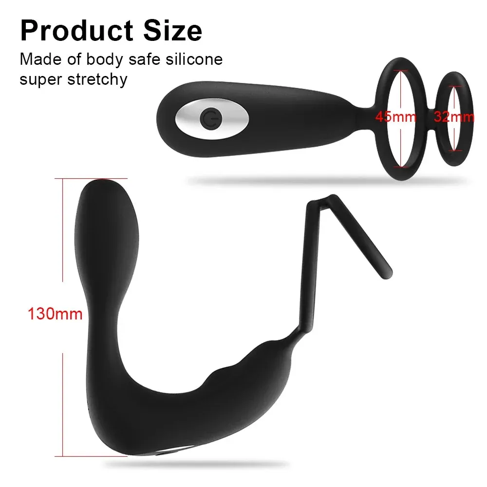Prostate Massager Vibrating Anal Plug with Cock Ring | Delay Ejaculation & Enhance Erections