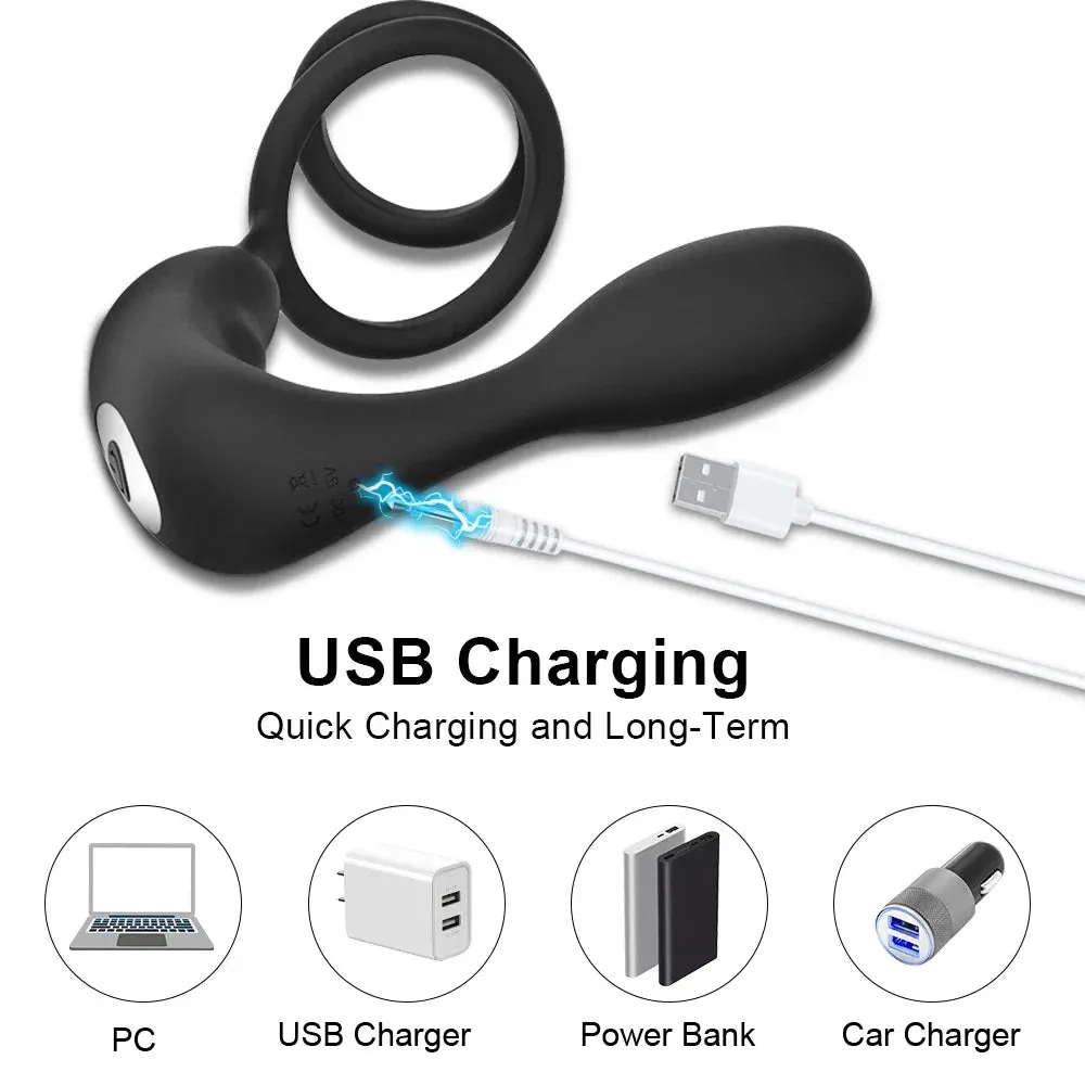 Prostate Massager Vibrating Anal Plug with Cock Ring | Delay Ejaculation & Enhance Erections