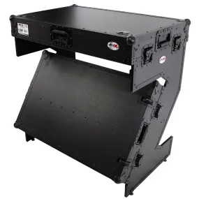 ProX XS-ZTABLEBL JR DJ Z-Table® Junior Workstation | Portable Compact Flight Case Table | W/Handles & Wheels | Black on Black