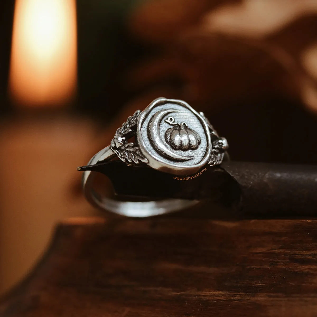 Pumpkin Crescent Cradle Wax Seal Ring