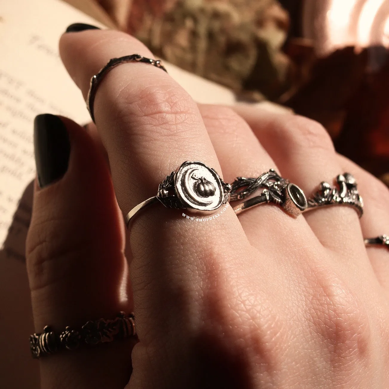 Pumpkin Crescent Cradle Wax Seal Ring