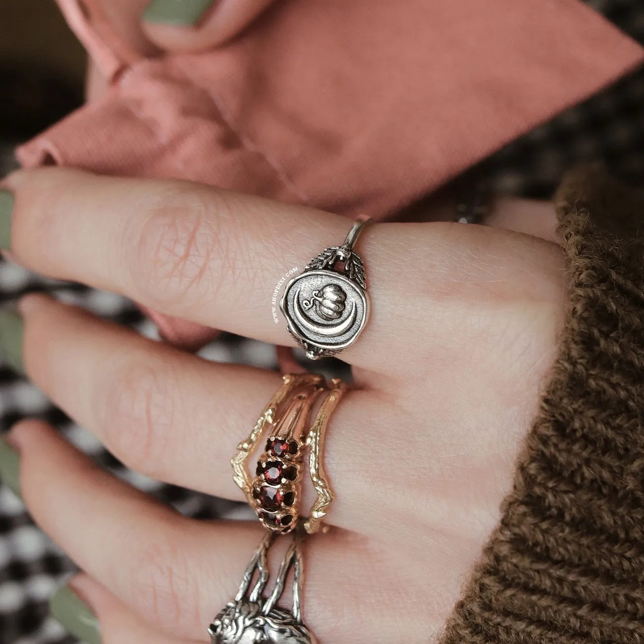 Pumpkin Crescent Cradle Wax Seal Ring