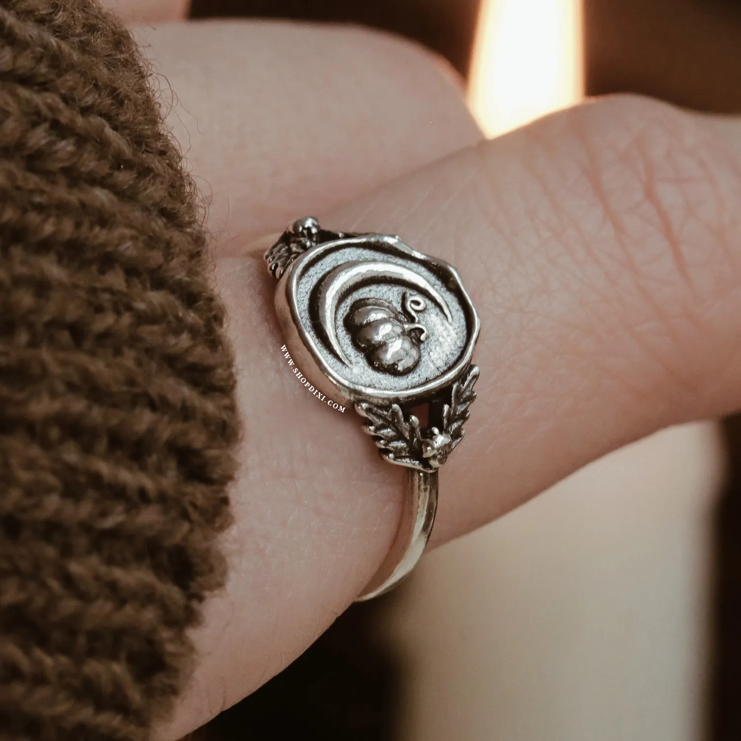 Pumpkin Crescent Cradle Wax Seal Ring