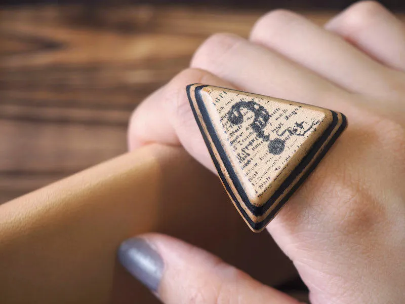 Question Mark Leather Ring #Black