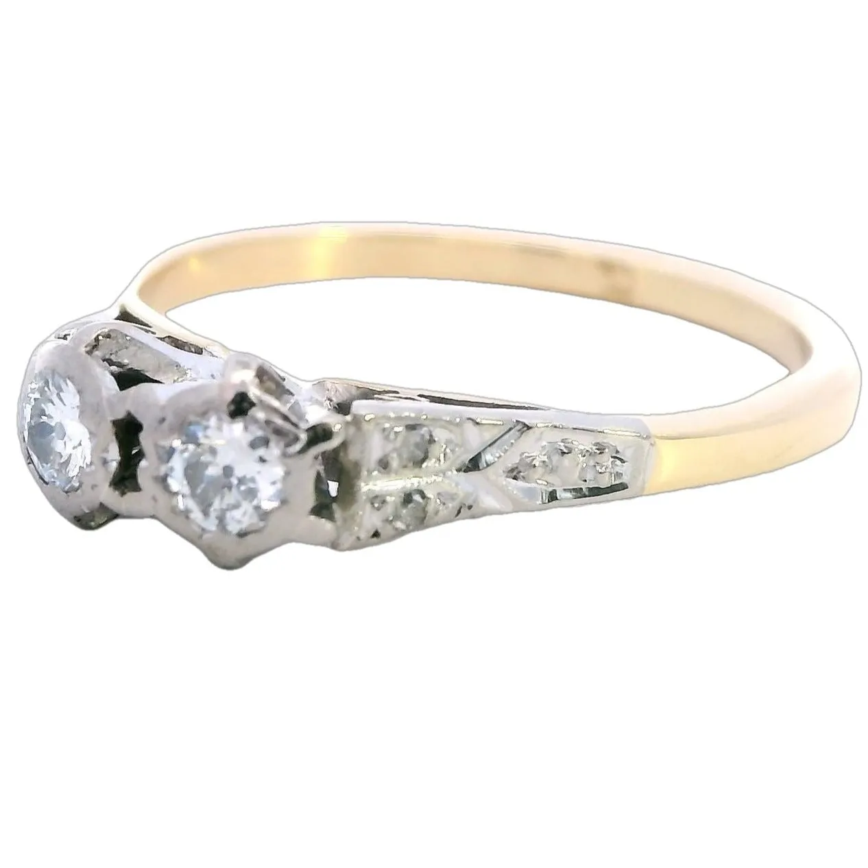 "Dazzling Harmony" - 18ct Yellow & White Gold Six-Stone Diamond Ring