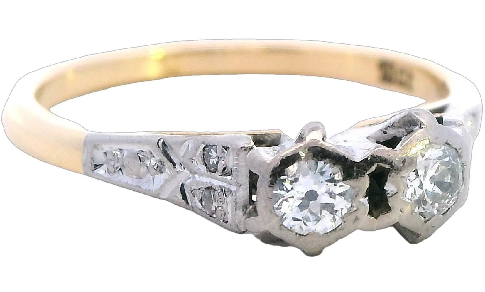 "Dazzling Harmony" - 18ct Yellow & White Gold Six-Stone Diamond Ring