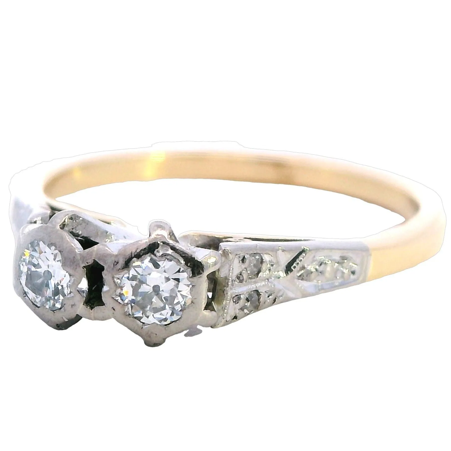 "Dazzling Harmony" - 18ct Yellow & White Gold Six-Stone Diamond Ring