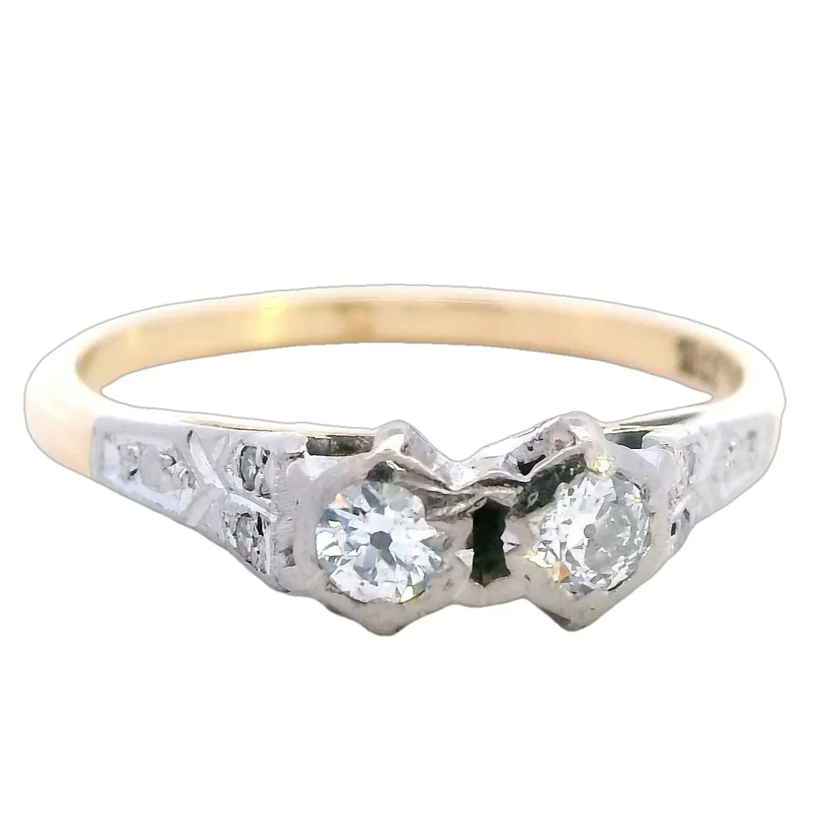 "Dazzling Harmony" - 18ct Yellow & White Gold Six-Stone Diamond Ring