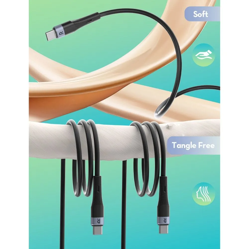 RAVPower 60W Type-C to Type-C Liquid Silicone   Aluminum Charging Cable 1M (3.3ft) - CB1038