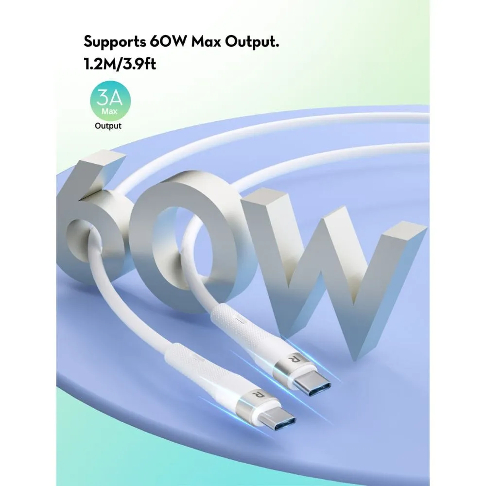 RAVPower 60W Type-C to Type-C Liquid Silicone   Aluminum Charging Cable 1M (3.3ft) - CB1038