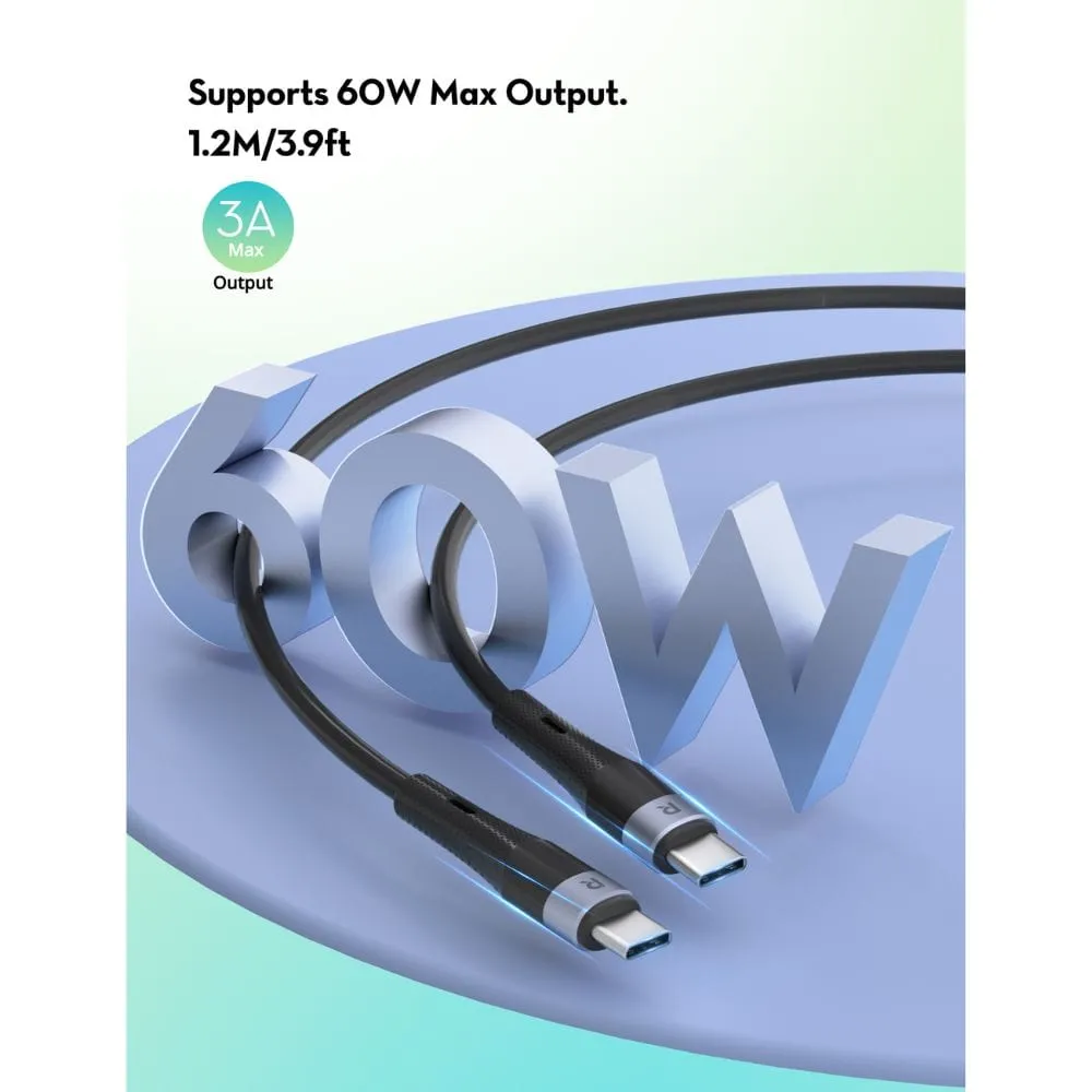RAVPower 60W Type-C to Type-C Liquid Silicone   Aluminum Charging Cable 1M (3.3ft) - CB1038