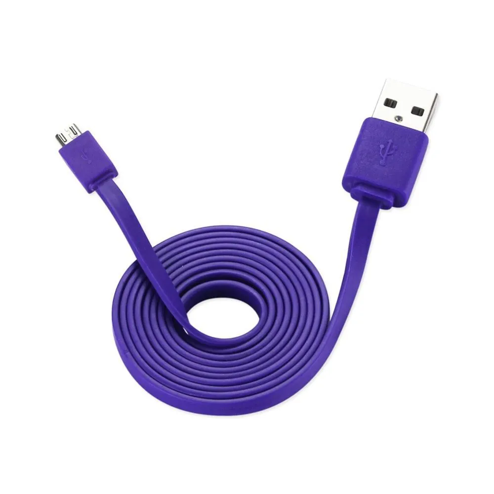 Reiko 39.9Inch Of Strong Tangle-Free Flat Cable For Micro Usb Devices Purple