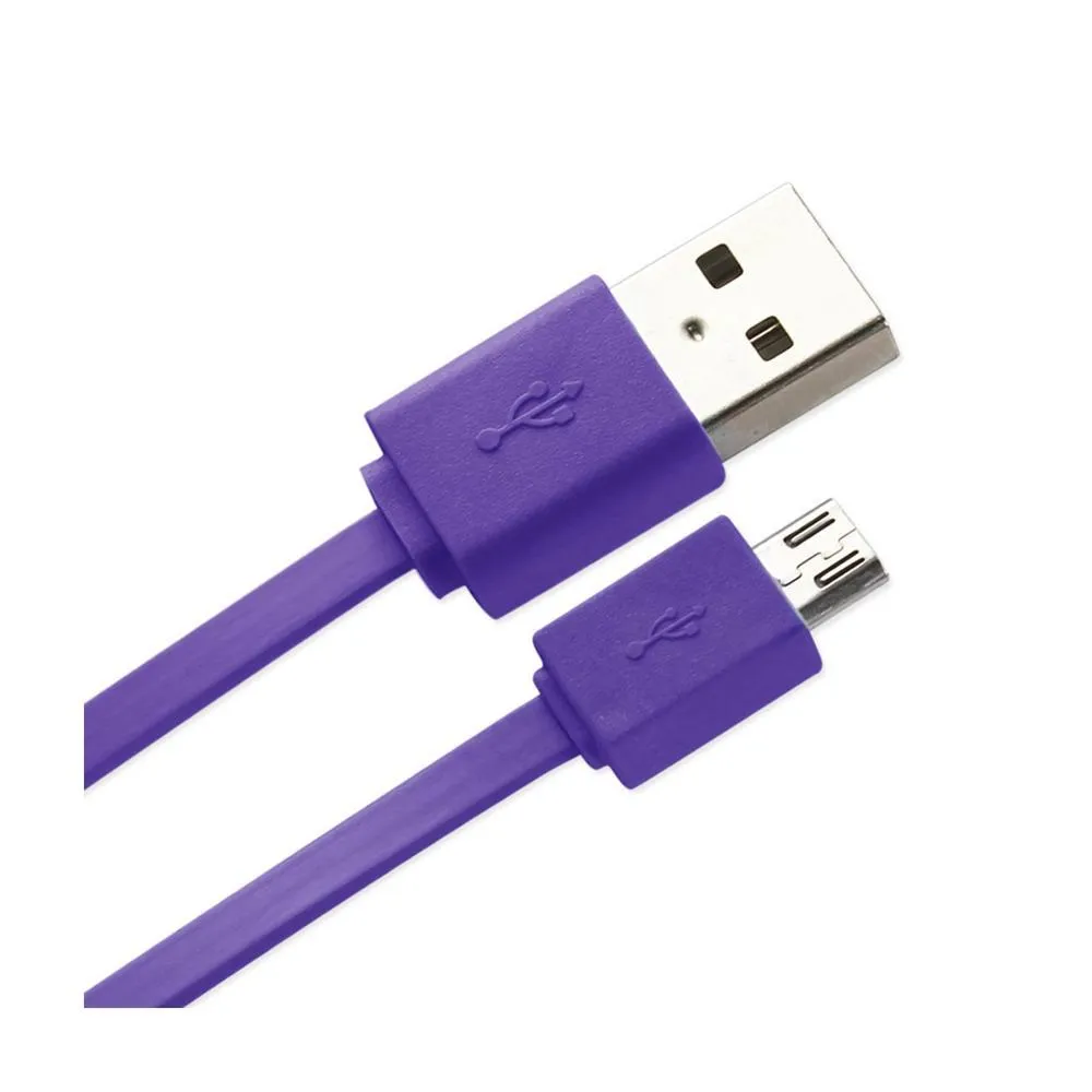 Reiko 39.9Inch Of Strong Tangle-Free Flat Cable For Micro Usb Devices Purple
