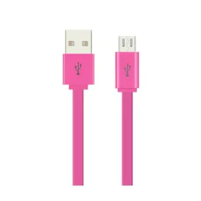 Reiko 39Inches Flat Data Cable For Micro-Usb Devices Pink