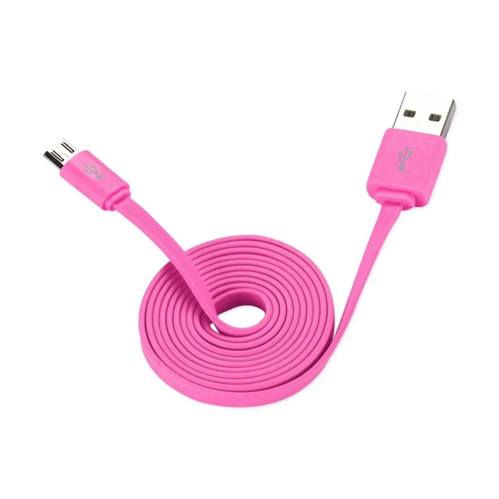 Reiko 39Inches Flat Data Cable For Micro-Usb Devices Pink