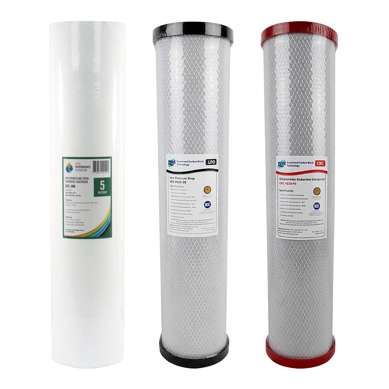 Replacement Cartridge Pack for HPF 20" x 4.5" Triple Big Blue Whole House Chloramine Reduction Water Filter System