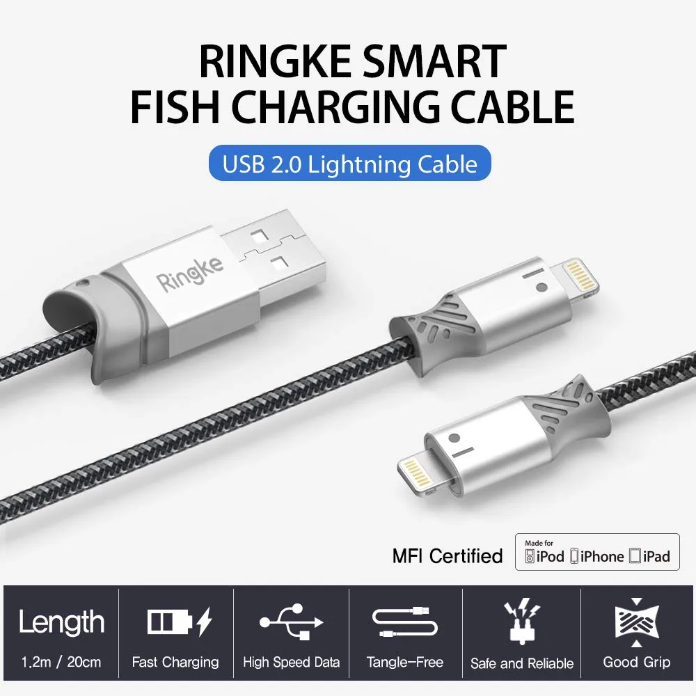 Ringke Lightning Braided Nylon Cable  [4 ft]   [0.6 feet] Lightning to USB A Port