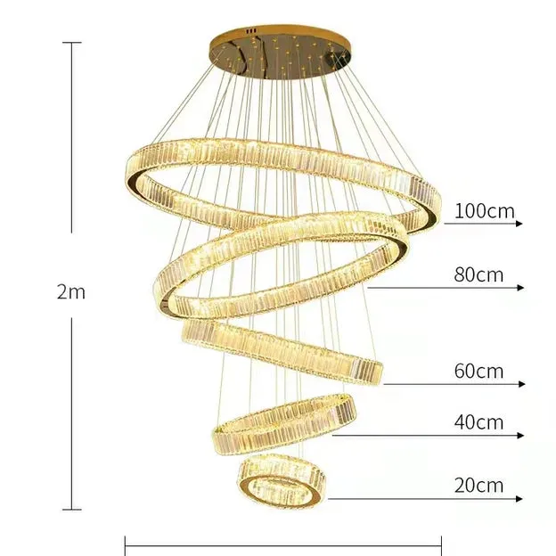 Rylight 5/6-Ring Crystal Chandelier in Gold/Chrome Finish