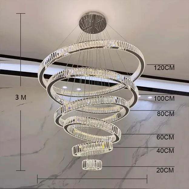 Rylight 5/6-Ring Crystal Chandelier in Gold/Chrome Finish