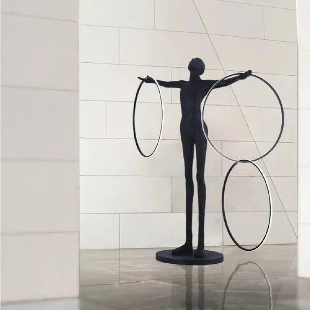 Rylight Black Statue LED Rings Floor Lamp