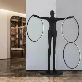 Rylight Black Statue LED Rings Floor Lamp