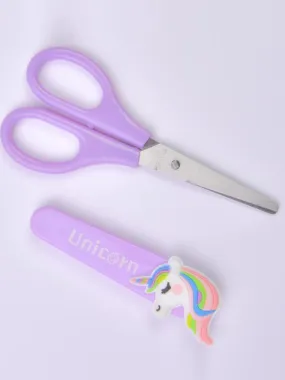 Safety Scissors With Unicorn Protective Cover Cap Multicolor