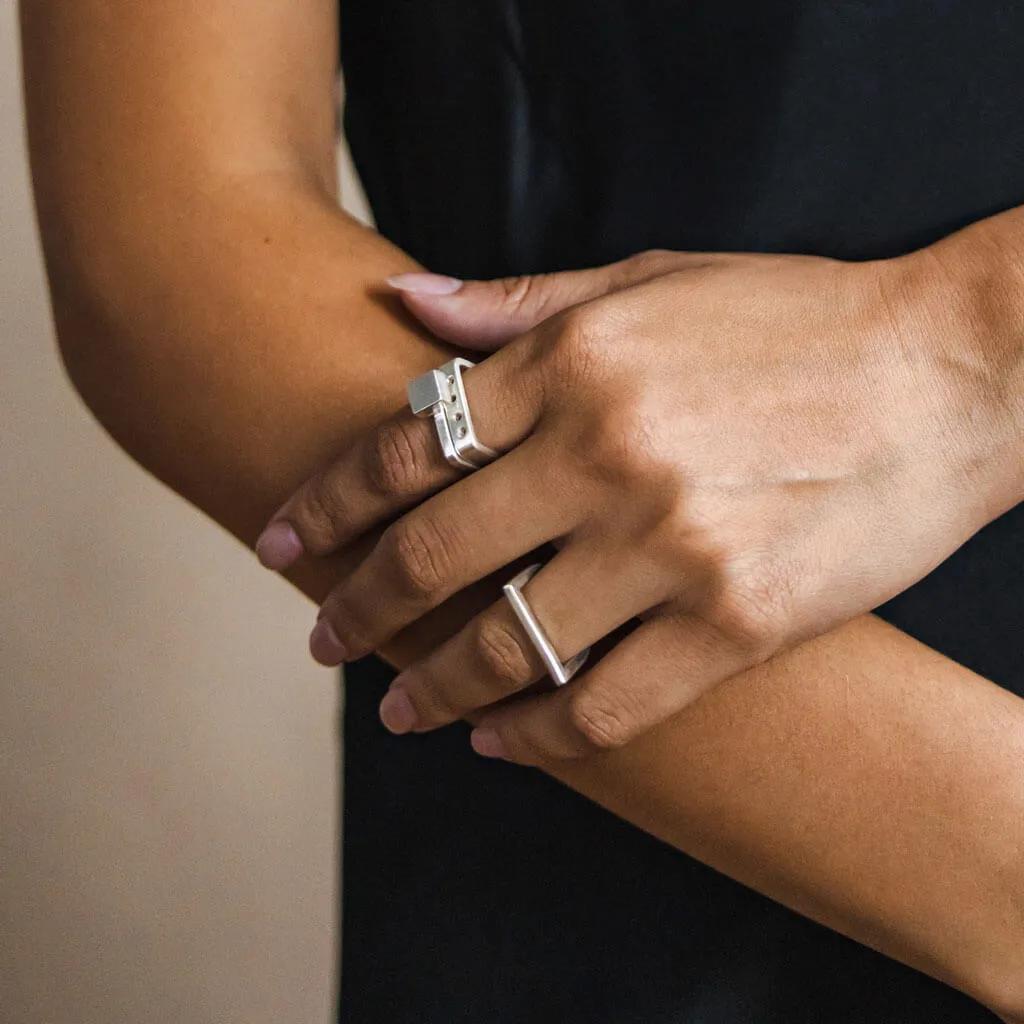 SALE - Aer Square Band Ring - Sterling Silver