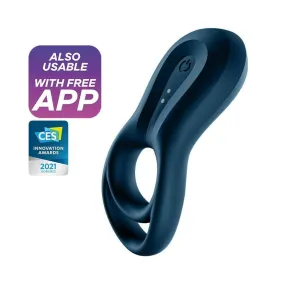 Satisfyer - Epic Duo Bluetooth App-Controlled Silicone Vibrating Cock Ring (Navy)