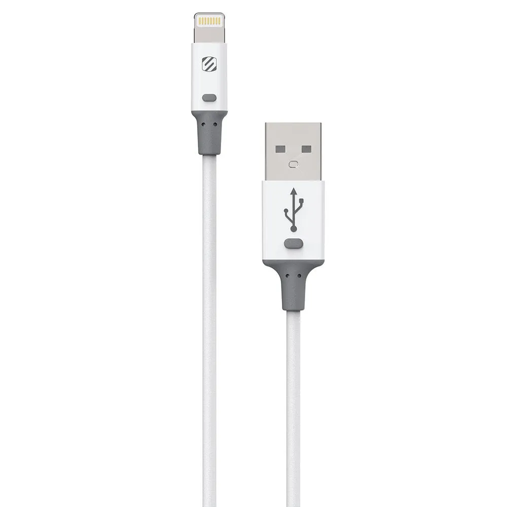 SCOSCHE I2WTA Strikeline II MFI Certified Lightning Charge & Sync Cable for ALL Lightning Devices 3-ft. White & Gray
