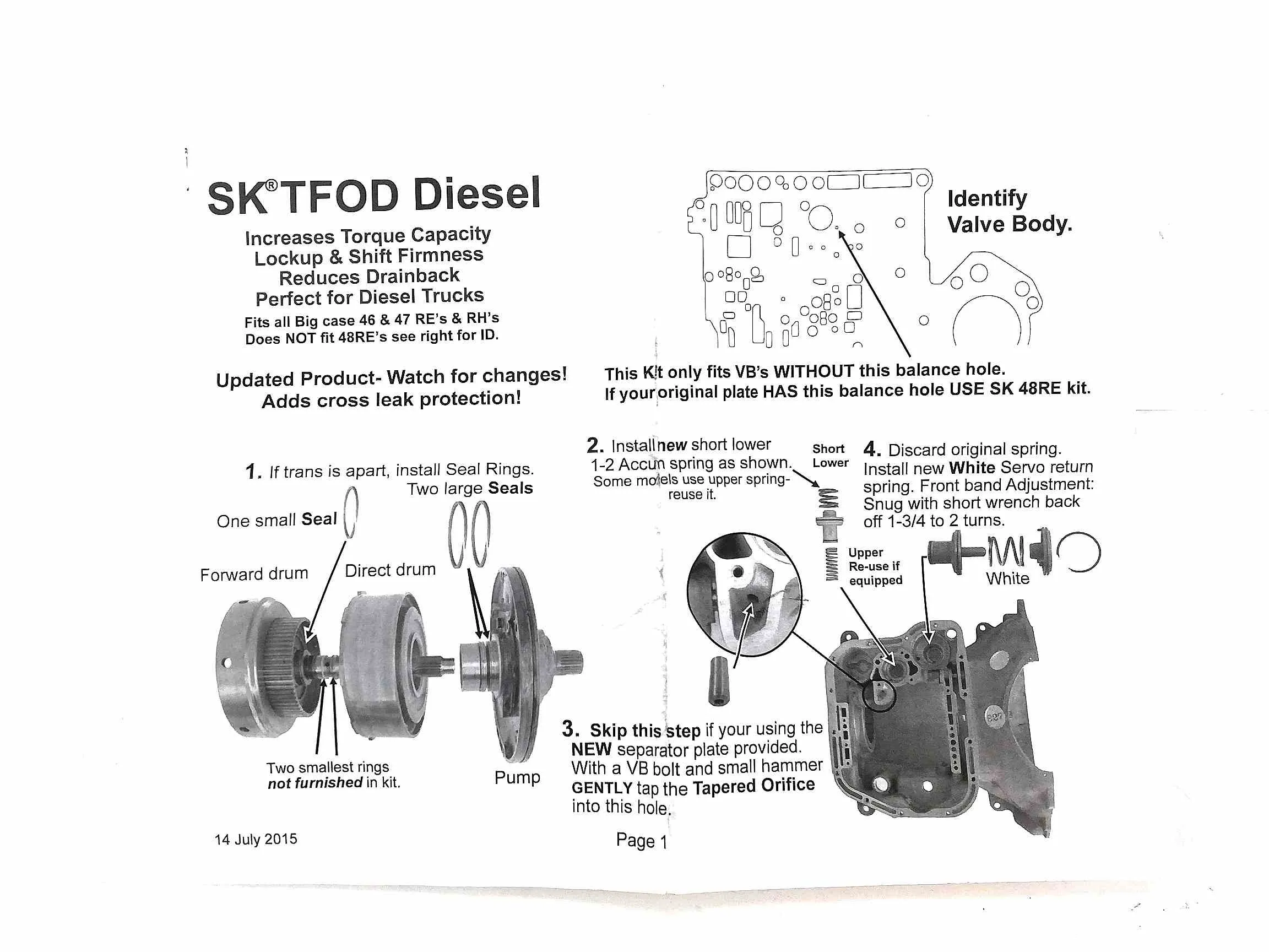Shift Kit Transgo Gas and Diesel A500 A518 A618