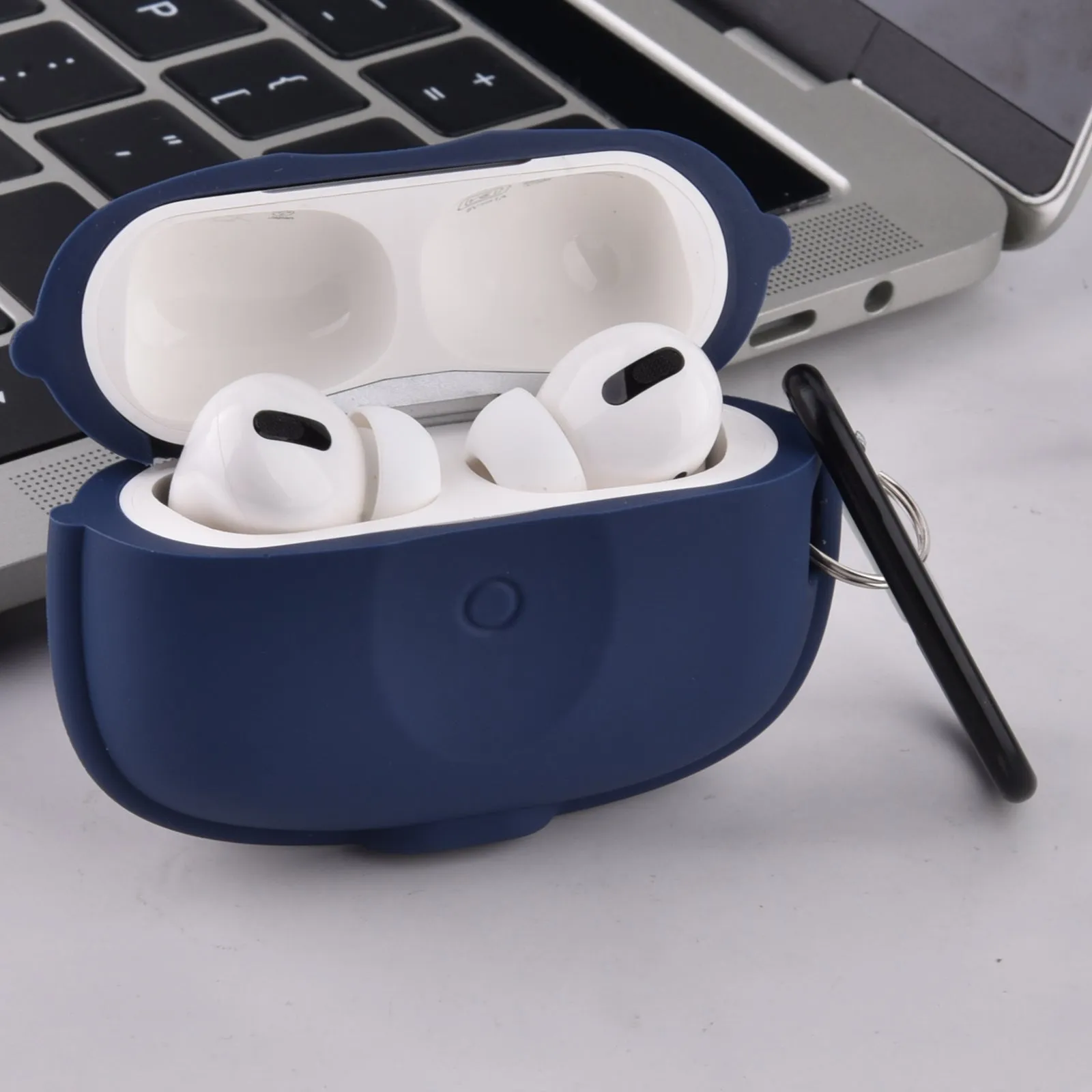 Silicone Case for Apple AirPods Pro with Keychain, Blue