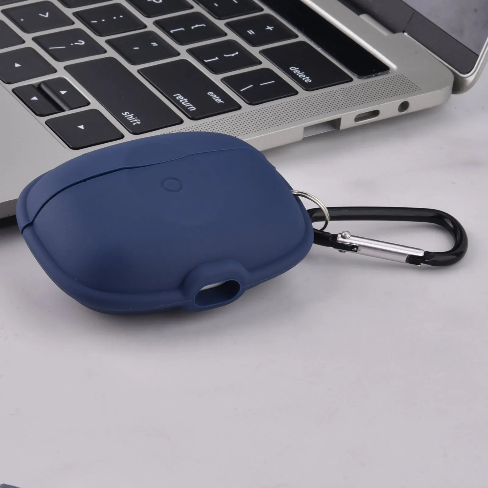 Silicone Case for Apple AirPods Pro with Keychain, Blue