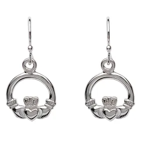 Silver Claddagh Drop Earrings